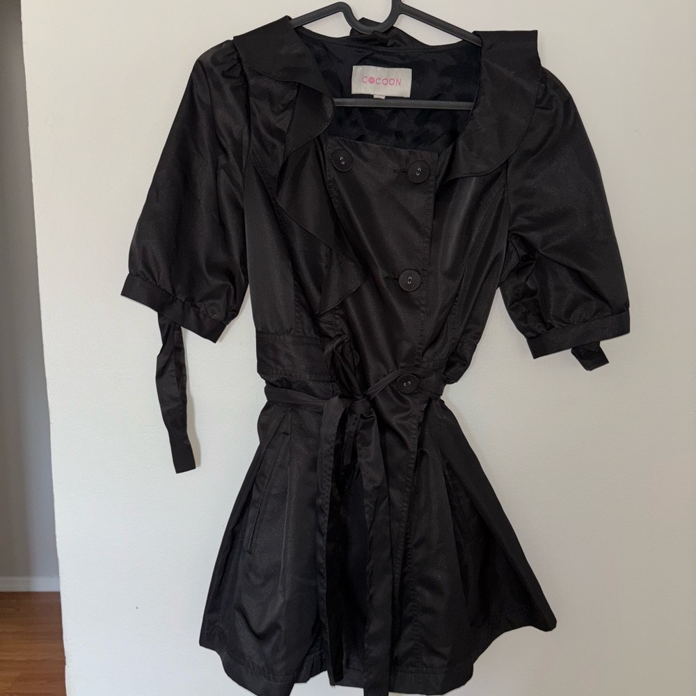 Black Double-Breasted Short Sleeve Dress/Coat